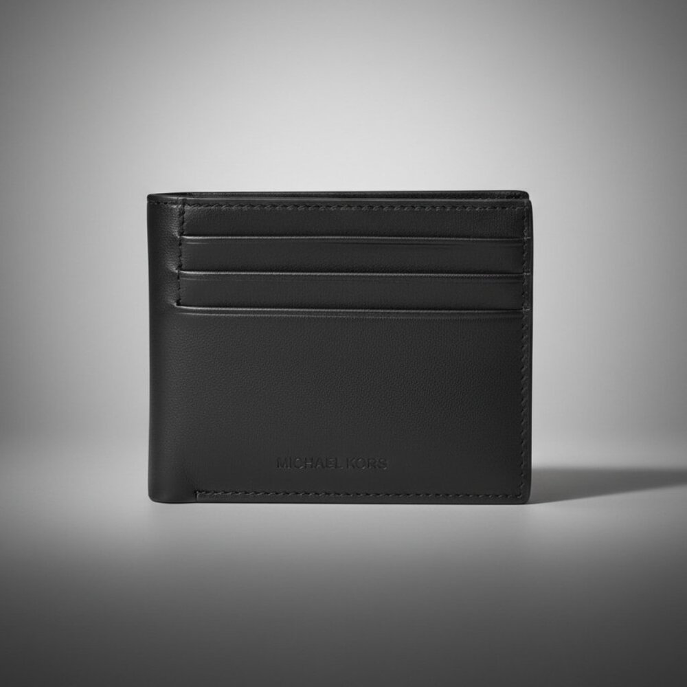Michael Kors Men's Black Jet Leather Bifold Wallet Card Case NWT One Size 98 - Picture 4 of 9